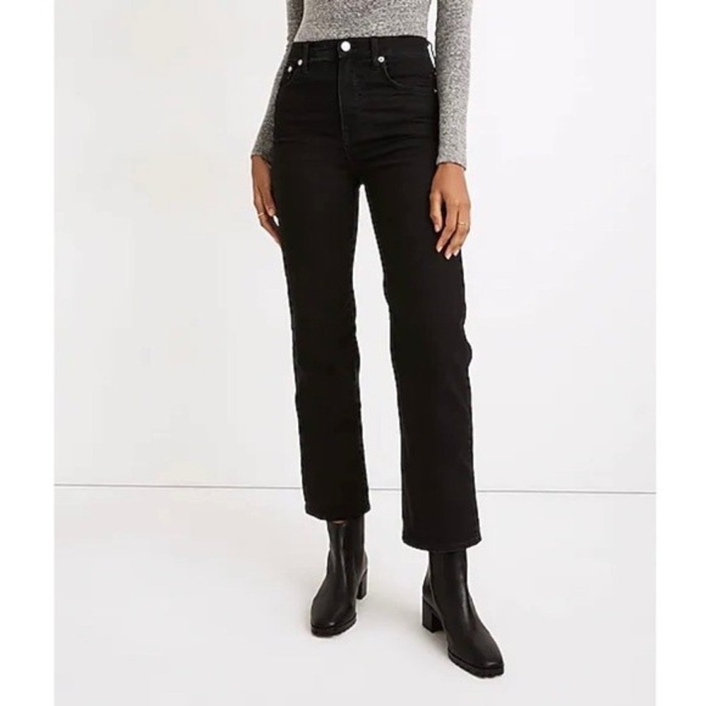 Madewell Jeans Slim Wide Leg Crop Lunar Black High Waist